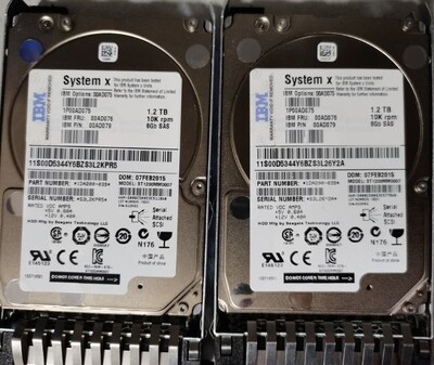 原装IBM 00AD076 00AD075 1.2T 10K SAS X3650 M4 X3850 X5 硬盘