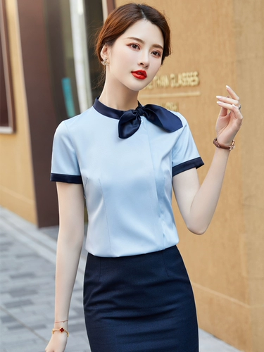 Отель Catering Официант рабочая одежда короткая -Нарушение на стойке регистрации обслуживание клиентов кассир карьер рубашка женская летняя ресторан Рабочая одея