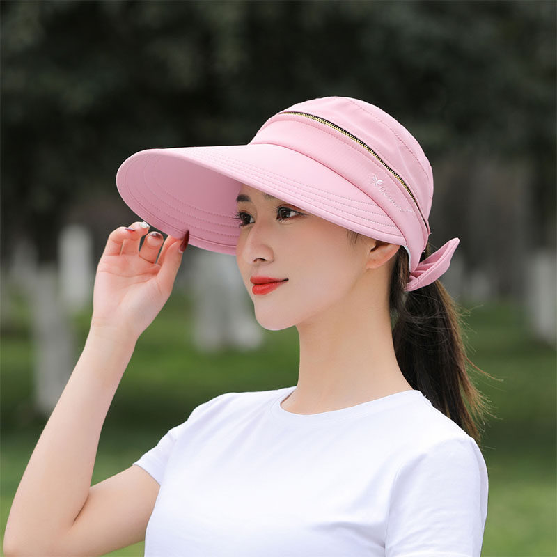 大沿防晒帽子女生夏天骑车遮脸妈妈大檐遮阳拆卸空顶太阳采茶凉帽