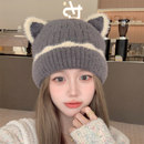 百搭可爱套头帽子女秋冬天日系时尚 针织帽保暖护耳毛线帽2025新款