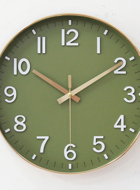 客厅挂墙北欧简约现代数字挂钟静音圆形太阳卧室12英寸30cm时钟u.