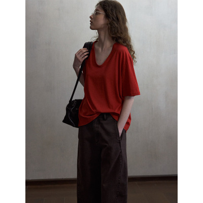 Hello September 宽松T恤亲肤慵懒风显瘦百搭短袖上衣M60359