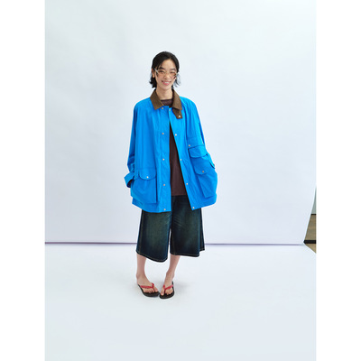 Hello September 棉质谷仓防晒翻领拼接撞色夹克外套女V60285