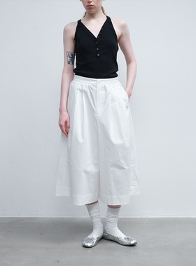 Hello September 高腰全匹马棉净版纯色大量感八分长裙裤女H60629