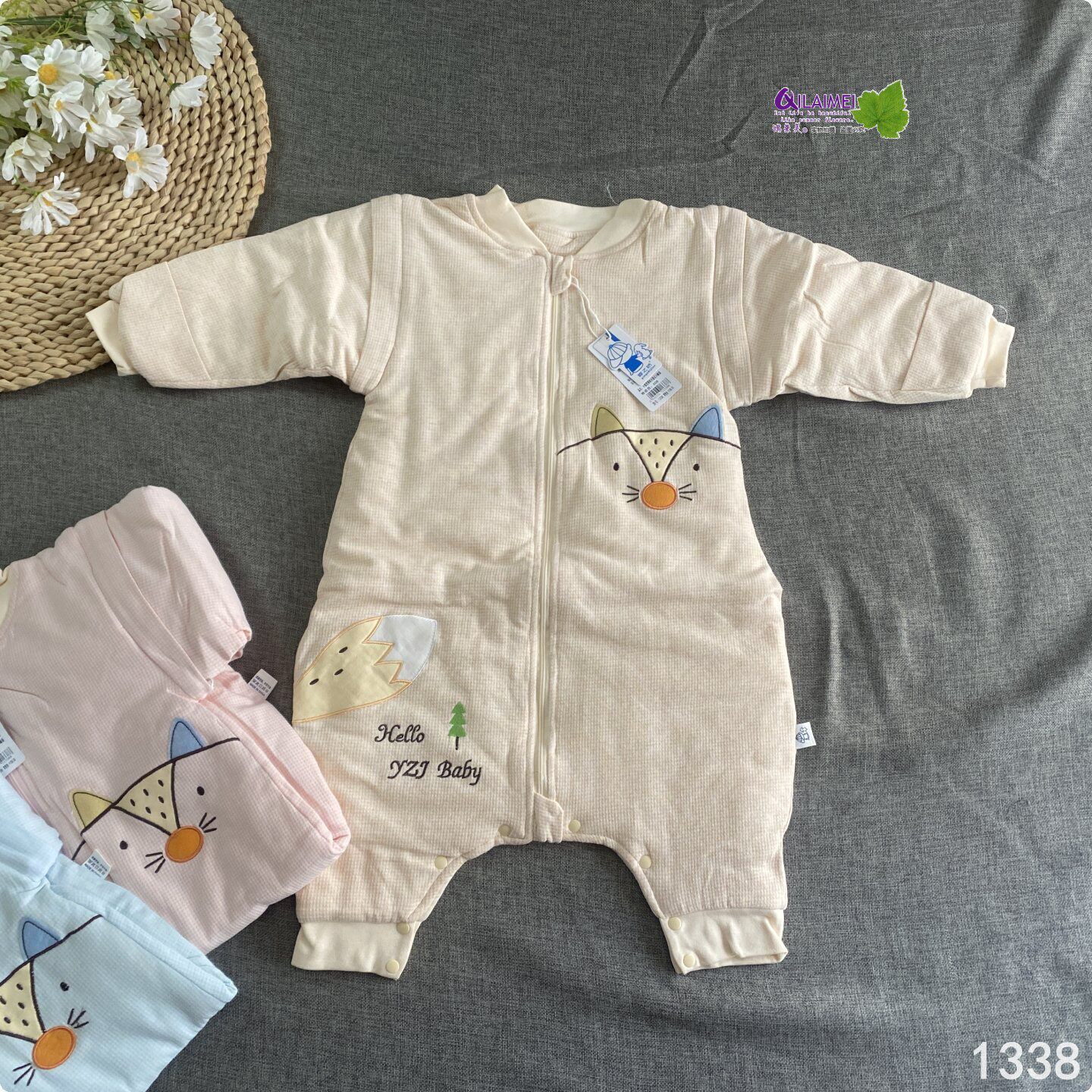 婴幼儿秋冬纯棉薄棉夹棉分腿式小睡袋可拆袖带护手双向拉链防踢被