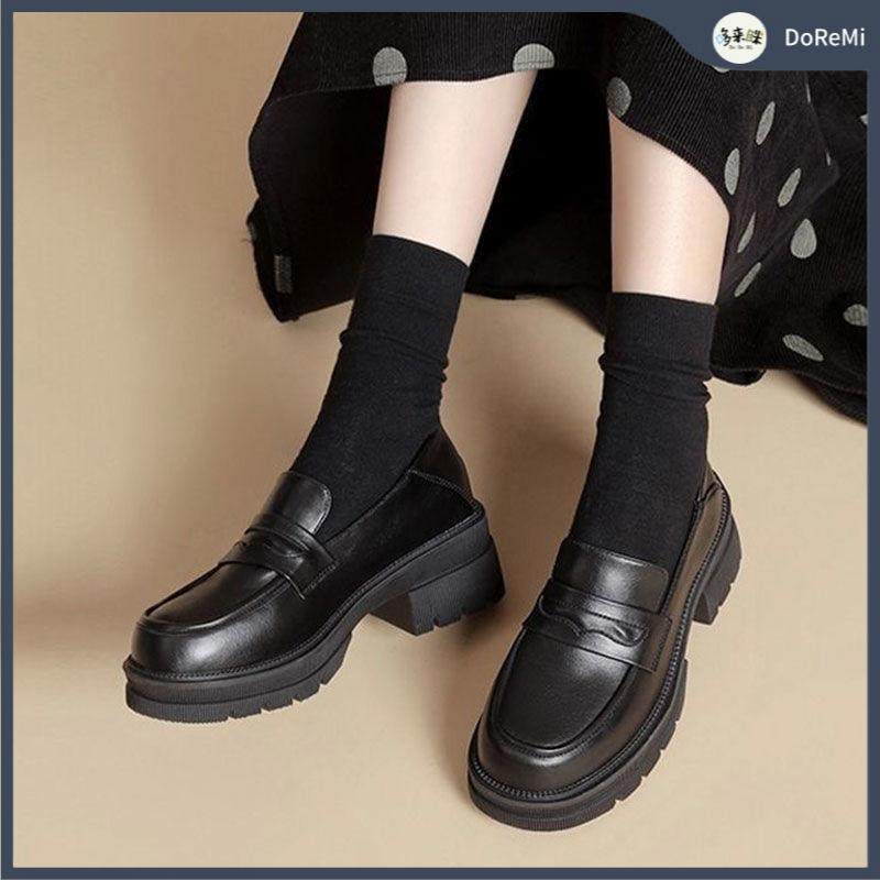 DoReMi-乐福鞋女新款单鞋英伦风JK松糕鞋增高黑色上班小皮鞋一件,女鞋,松糕（摇摇）鞋,淘宝优惠券,粉丝福利购,淘宝优惠卷