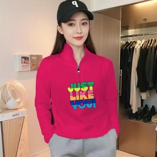 女士上衣春秋季 t恤宽松休闲洋气减龄气质简约百搭潮 新款 纯棉长袖