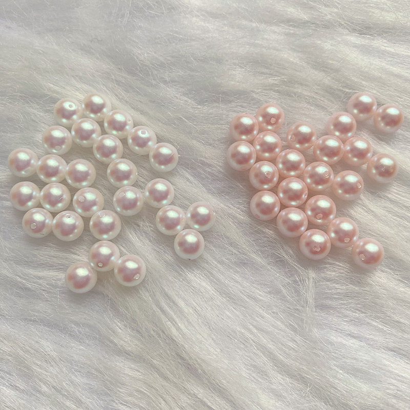 6mm8mm韩珠白色粉色直孔圆珠diy手工头饰配件明天优亮手项链材料