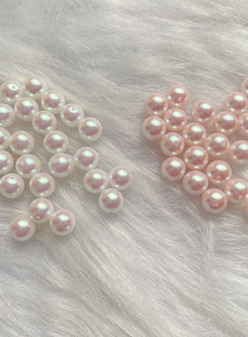 6mm8mm韩珠白色粉色直孔圆珠diy手工头饰配件明天优亮手项链材料