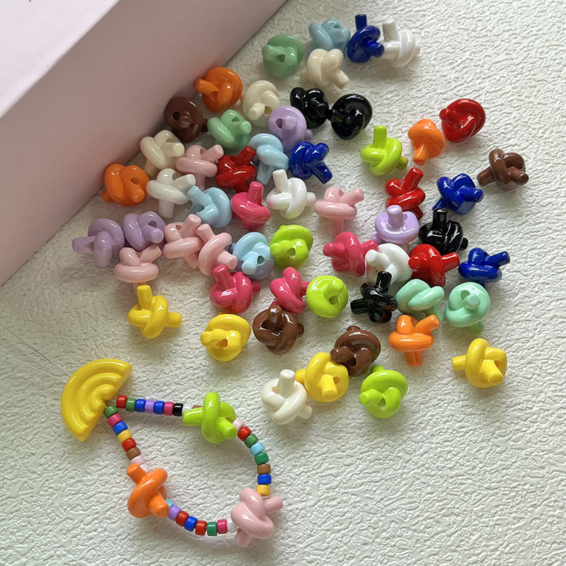 亚克力烤漆彩不规则螺旋绳结串珠diy手工配件手机链钥匙扣包挂件