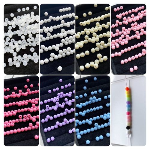 亚克力6mm间隔珠有孔实色散珠彩色糖果珠卡4透色珠子diy手工串珠