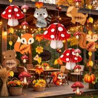 Thanksgiving pumpkin and acorn honeycomb ball pendants, handcrafted paper art decorative items, store autumn festival atmosphere decoration thumbnail 5