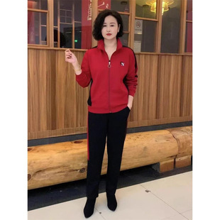 中年妈妈装春款洋气运动服套装40岁50中老年女春秋外套时尚两件套