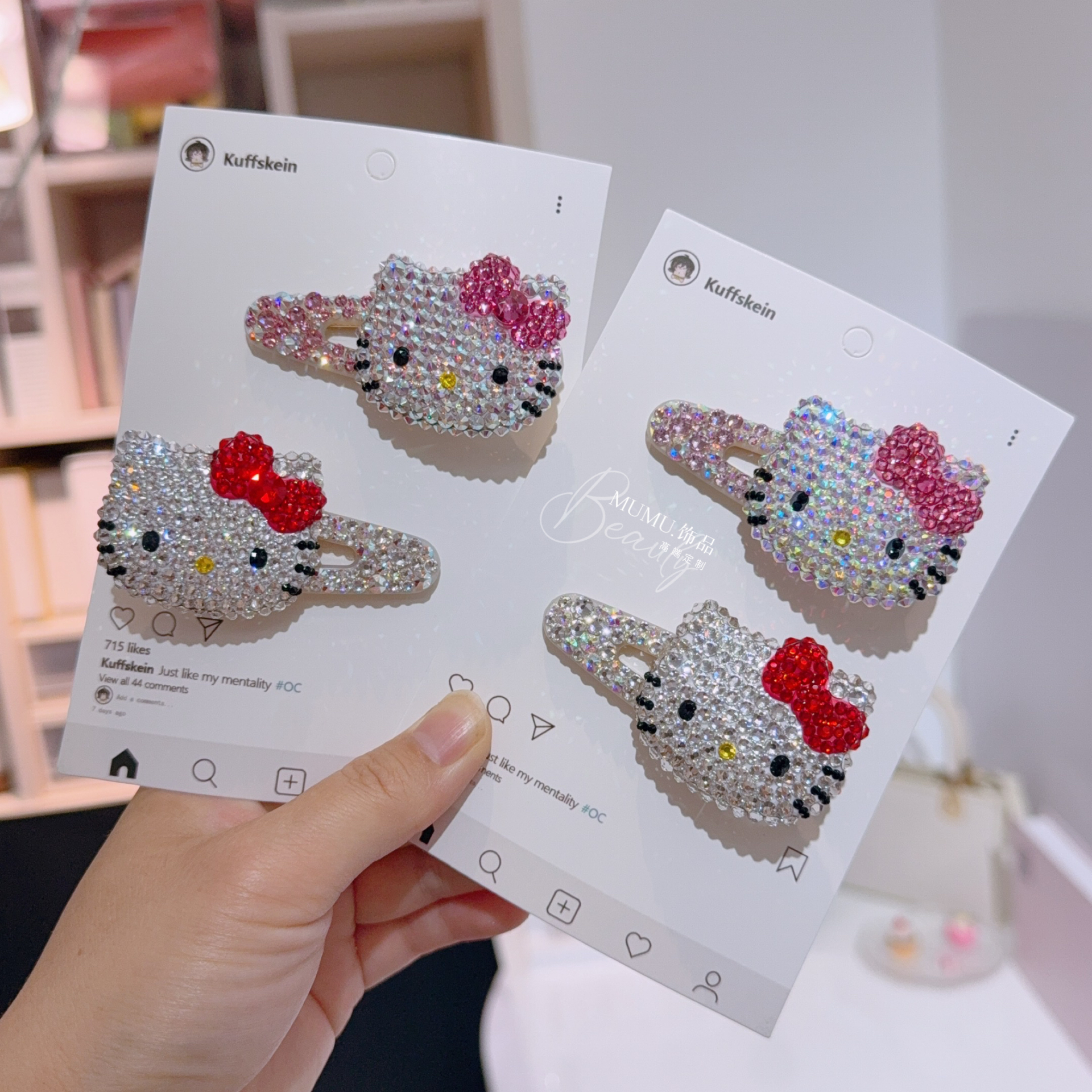 mumu饰品日韩可爱猫咪发夹女高级感侧边夹刘海鸭嘴夹头饰