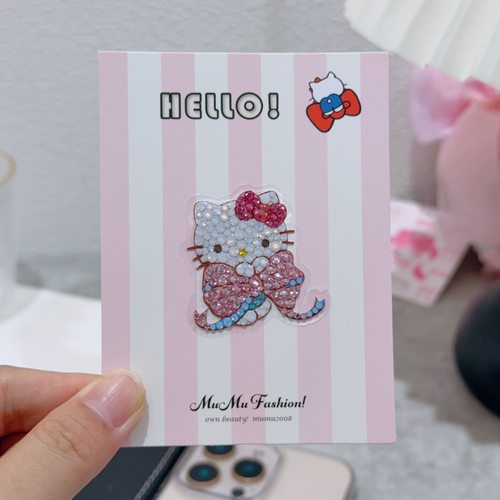 mumu饰品可爱卡通Kitty飘带系列水钻贴纸手帐手机DIY素材百搭款