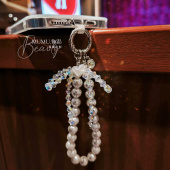 奢华高级感水晶珠子手提链手腕短挂绳带夹片手机壳钥匙扣包包挂件