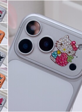 mumu饰品可爱卡通Kitty水钻贴纸适用苹果17proMax手机手帐DIY素材