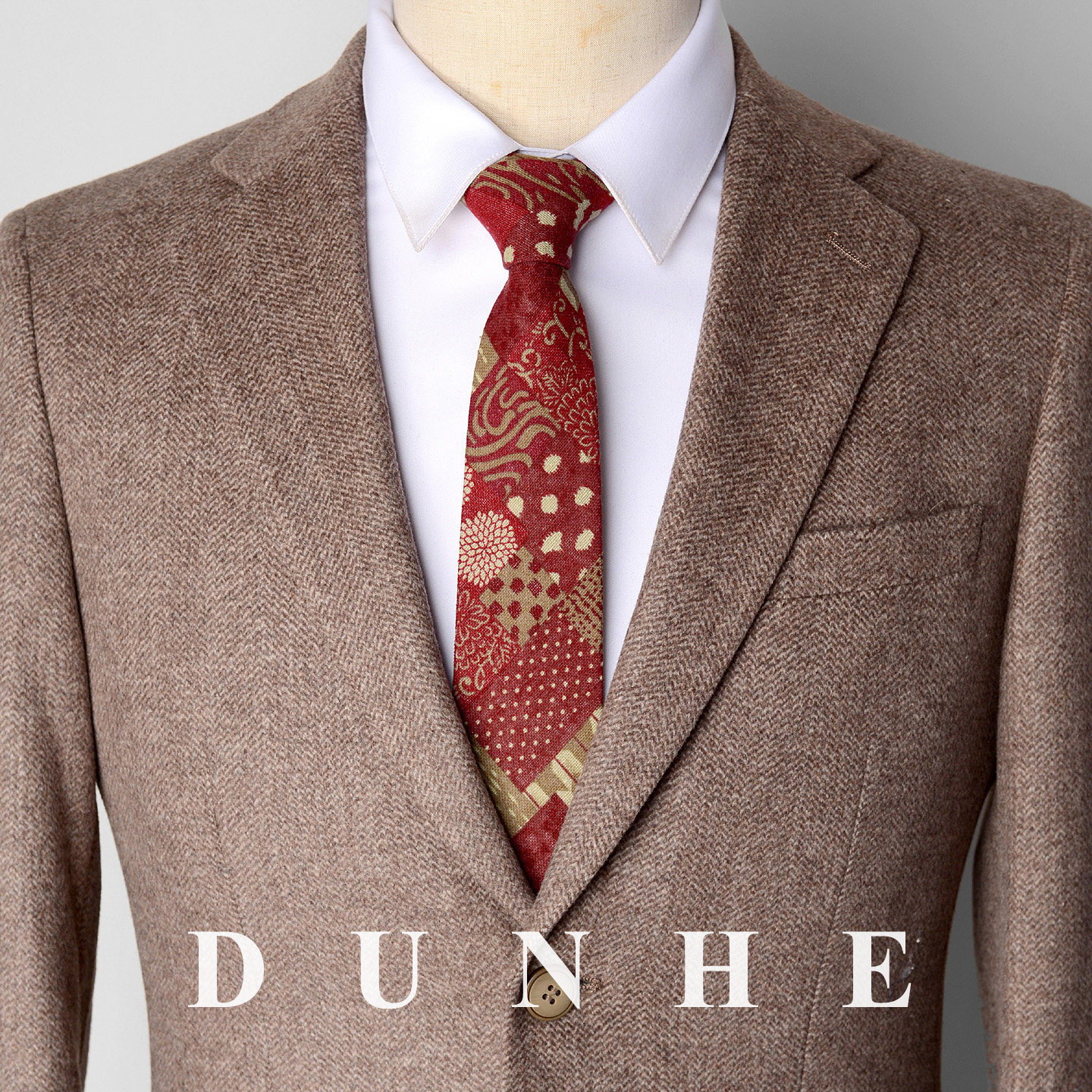 酒红暖棕日式拼红色复古印花商务领带男手打麻棉正装高级感西服,服饰配件/皮带/帽子/围巾,领带,淘宝优惠券,粉丝福利购,淘宝优惠卷