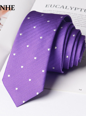 5cm男士紫色白点领带衬衫女学院风韩版细窄休闲年轻小众设计感潮