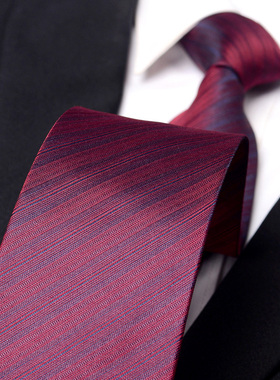 顿河紫酒红条纹领带男商务休闲宽版西服衬衫宴会主持司仪8cm正装