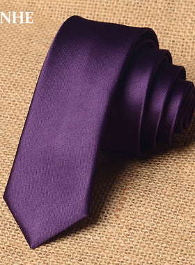 韩版5cm深紫色领带男女衬衫装饰学院风手打细窄纯色结婚伴郎团潮
