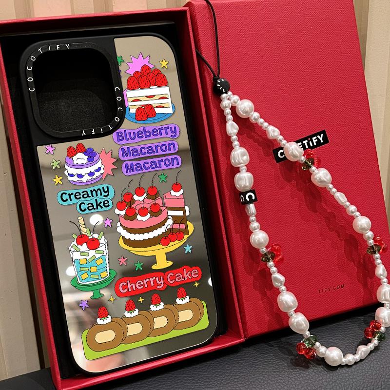 C家樱桃草莓蛋糕Pretty女生适用iphone16pro手机壳15promax17P苹果14plus镜面MagSafe磁吸13日韩ins网红12/11