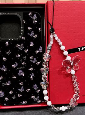 C家碎花紫色蝴蝶适用苹果16promax17手机壳iphone15镜面MagSafe磁吸14pro镂空水彩集合13/16/17PRO保护套女17