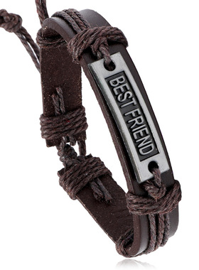 跨境热销配饰复古编织BESTFRIEND我的好朋友牛皮手链欧美饰品货源