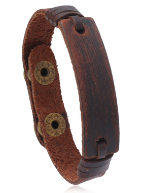 跨境热销复古简约牛皮手链