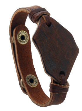 厂家直销复古编织男士牛皮手链欧美外贸饰品跨境稳定货源