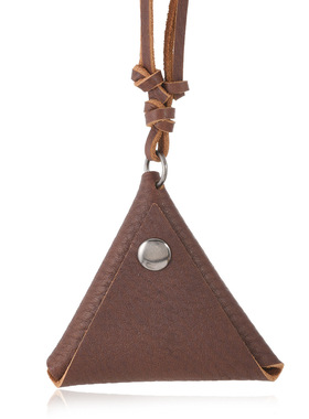 简约休闲复古三角牛皮零钱包项链男女通用ins风毛衣链百搭配饰