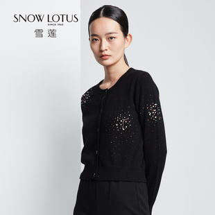 1965 SINCE 雪莲秋冬新款 圆领纯羊绒女开衫 外套 SNOW 时尚 LOTUS