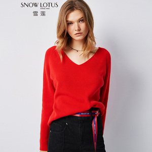 SNOW LOTUS SINCE 1965/雪莲羊绒衫大V领套头毛衣