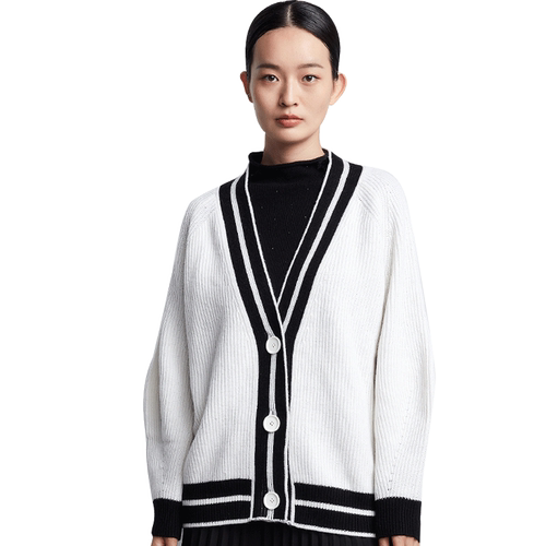 雪莲羊绒开衫V领女士羊毛时尚针织毛衣保暖加厚外套秋冬新款