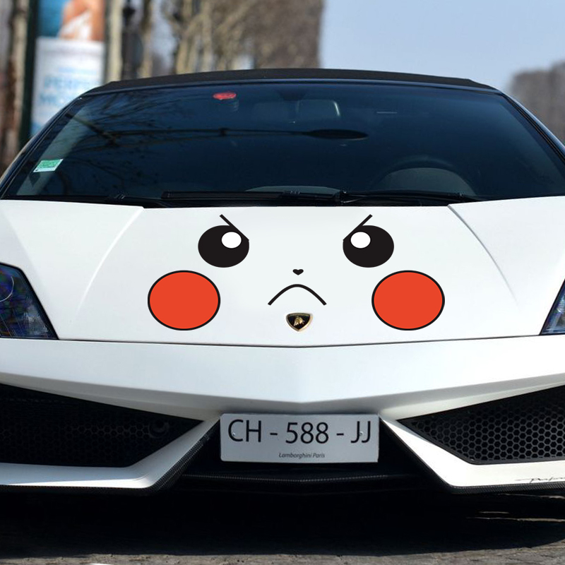 汽车引擎发动机盖贴纸装饰个性改装潮贴抖音网红皮卡丘卡通车贴画