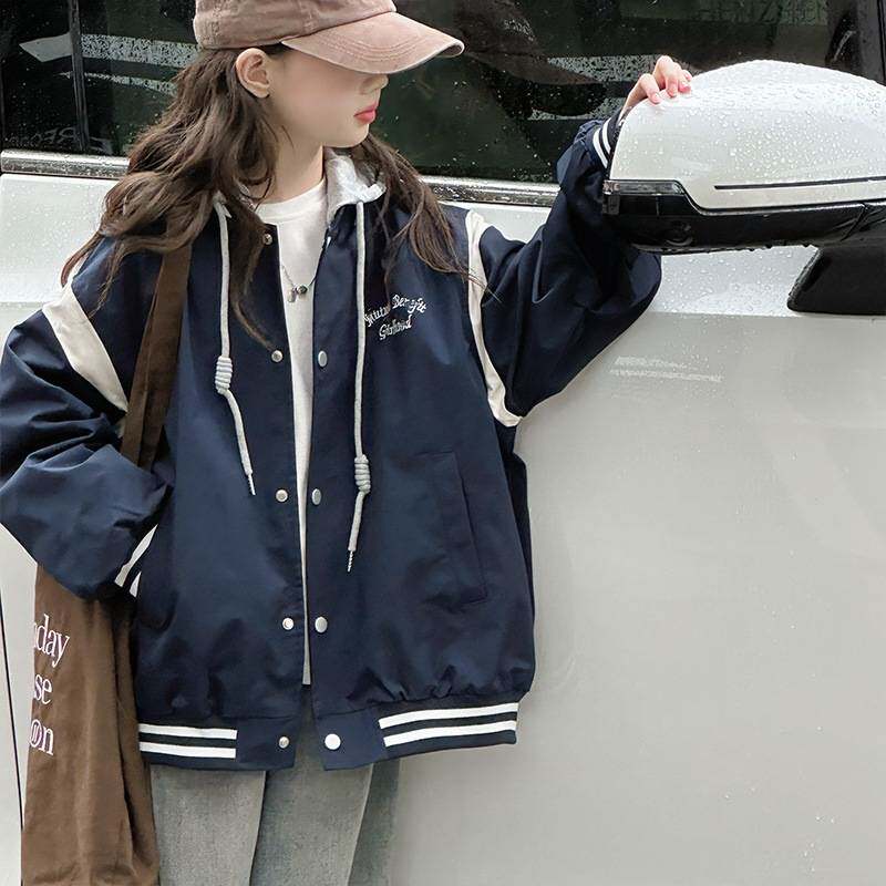 官方正品女童棒球服2026年春季新款字母刺绣外套中大童韩系可拆卸