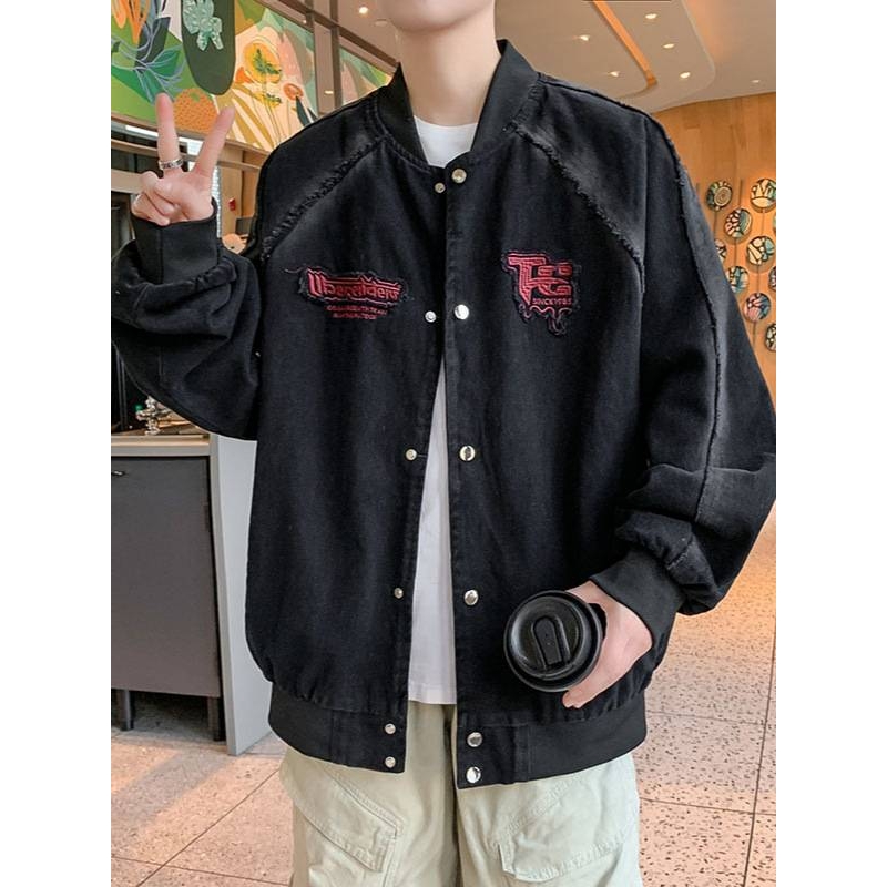 商场品牌男士棒球领牛仔夹克2025秋季新款青少年时尚休闲潮流帅气