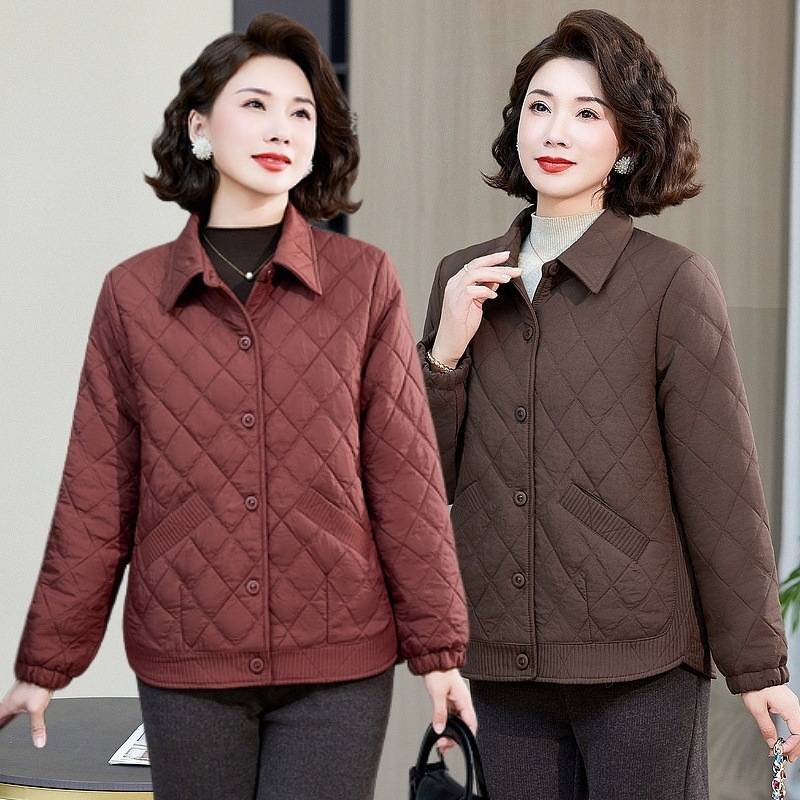 官方正品2026新款春秋季短款宽松夹克两件套中老年人女装风衣妈妈