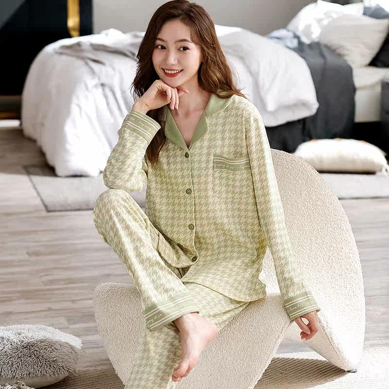 官方正品睡衣女春秋款纯棉长袖女款秋季全棉薄款夏季可外穿女生家