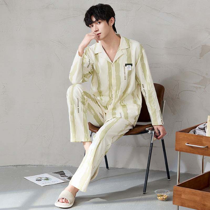 官方正品睡衣男款男士秋季纯棉新款长袖青少年夏欧式家居服套装春