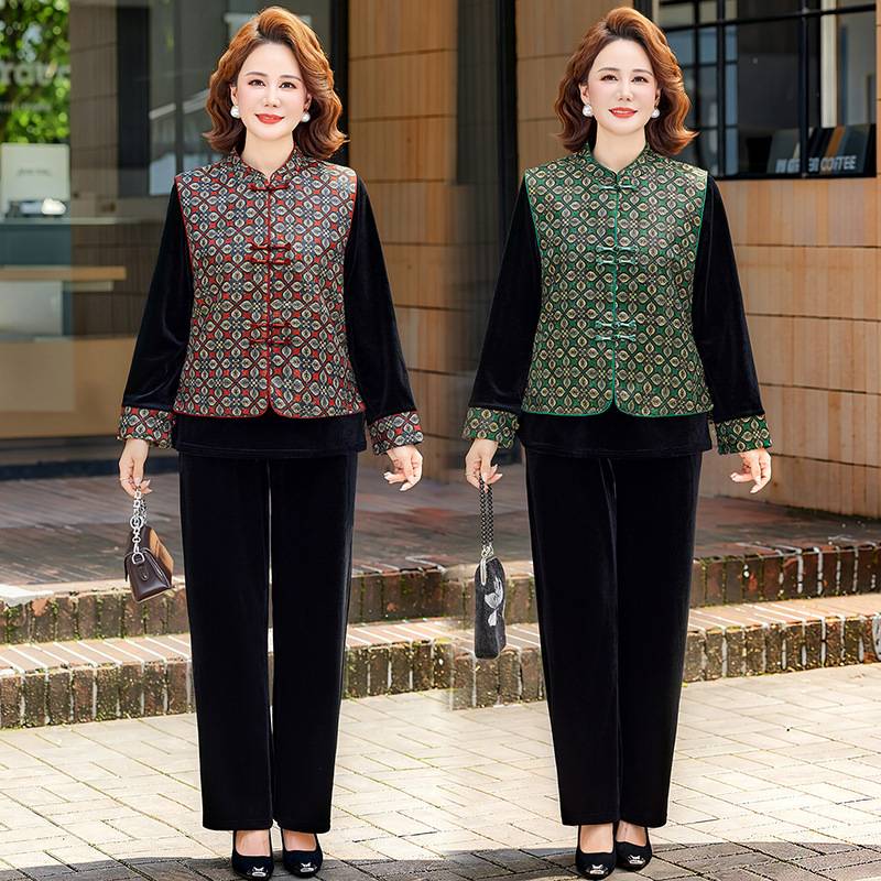 官方正品妈妈秋装新中式国风马甲中老年女装气质显瘦民族风马甲内