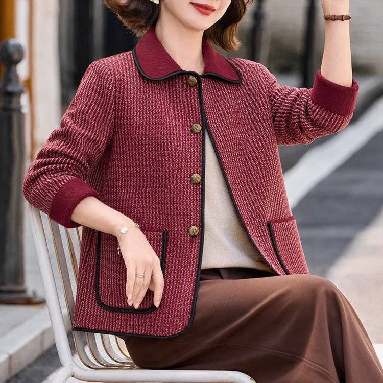 官方正品妈妈春秋装洋气高贵外套女2026新款中老年女装针织开衫上