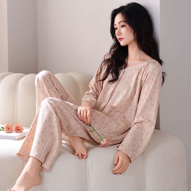 官方正品睡衣女春秋款纯棉长袖秋季薄款韩版女款夏季高级感简约家