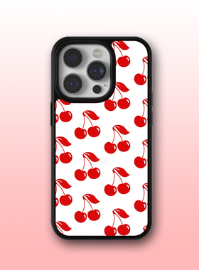 欧美风WF新款红色樱桃矩阵16promax手机壳15plus适用苹果14防摔保护套13mini/12/11少女心xsmax