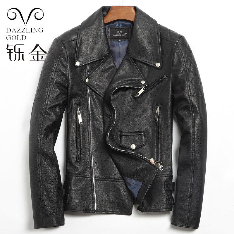 新款男士皮夹克外套修身韩版机车服青年帅气潮流春秋季皮衣真牛皮
