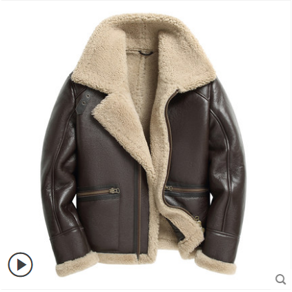 皮毛一体外套男真皮短款皮草机车