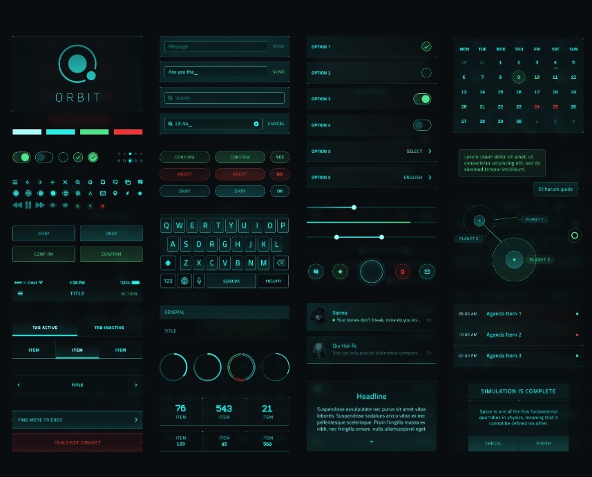 游戏美术素材 科幻UI图标类型主题UI工具PSD模板源 按钮界面17
