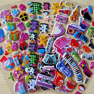 儿童立体卡通贴纸乐器钢琴大提琴手风琴音符小熊迷你礼物奖励粘