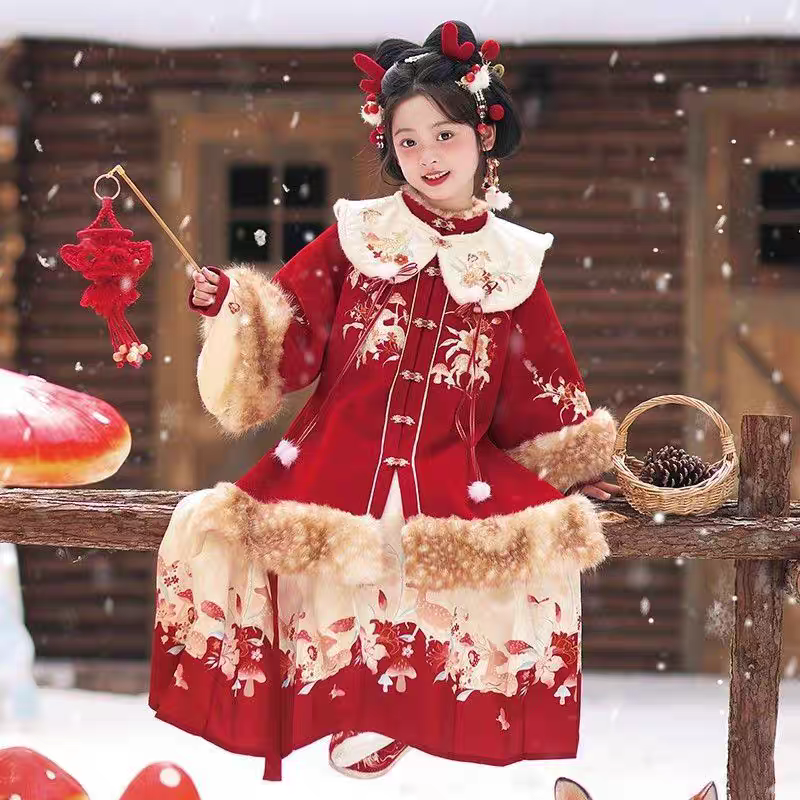 女童冬季加厚唐装套装