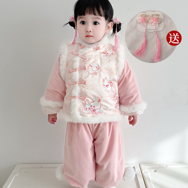 女童汉服冬款加绒保暖唐装